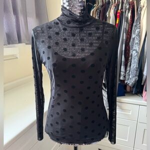 3/$30 Molly Bracken sheer mock neck polka dots with liner M